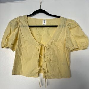 Abound Light Yellow Tie-Front Blouse